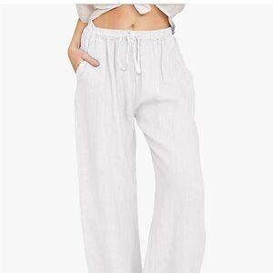 Wide Leg Loose Cotton Linen Palazzo Pants